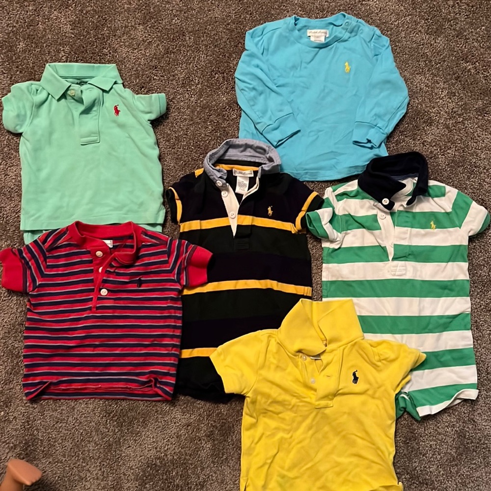 Ralph Lauren size 9M boys lot- included 3 polos, 2 outfits and 1 long sleeve